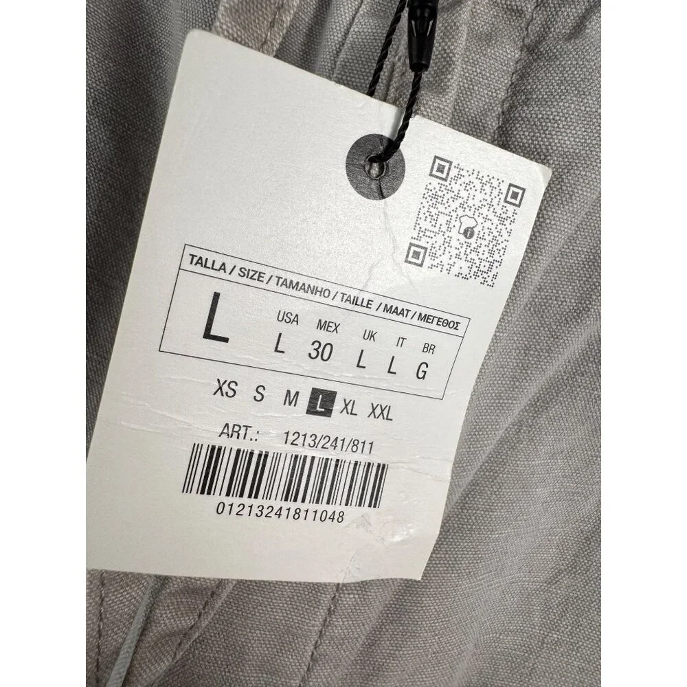 Zara LOW WAIST LOOSE JEANS linen‎ blend Collection baggy 90s grey sz L